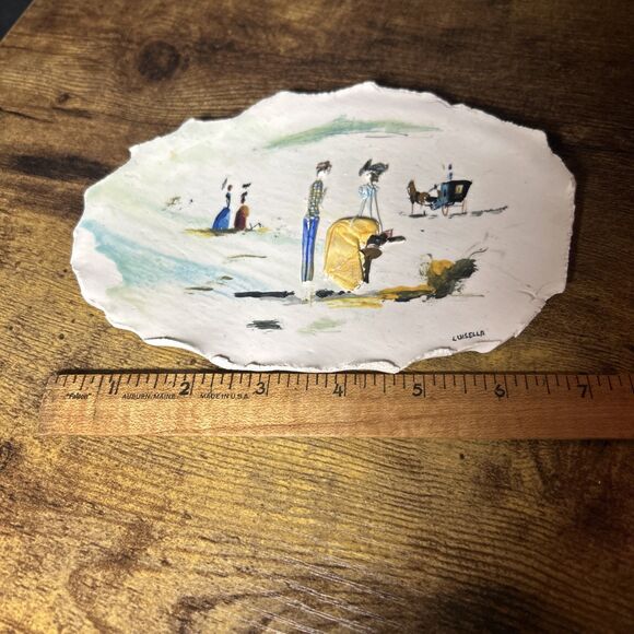 Vintage Italian Lo Scricciolo Art Painted Hanging Plate Pottery Signed Luisella - Picture 11 of 12